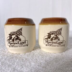 Vintage Ceramic Cream Brown MarineLand Salt & Pepper Shakers